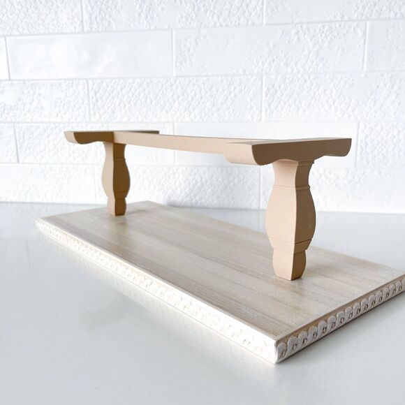 Exquisite 1:6 Scale Miniature Dining Wood Trestle Table & 8 Chair Set White Oak - Picture 10 of 14